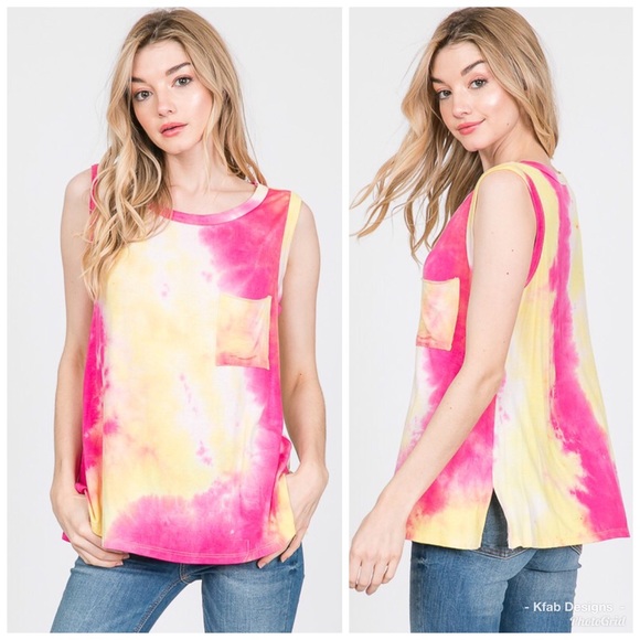 🛍AVAILABLE!! Tie Dye Pocket Sleeveless Top! - Picture 2 of 5